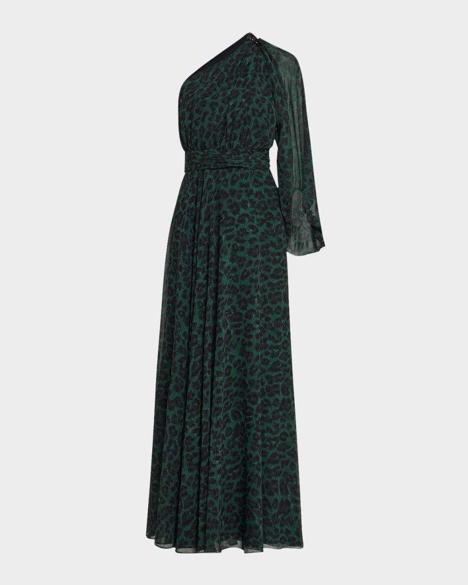 Makayla One-Shoulder Broach Embellished Gown